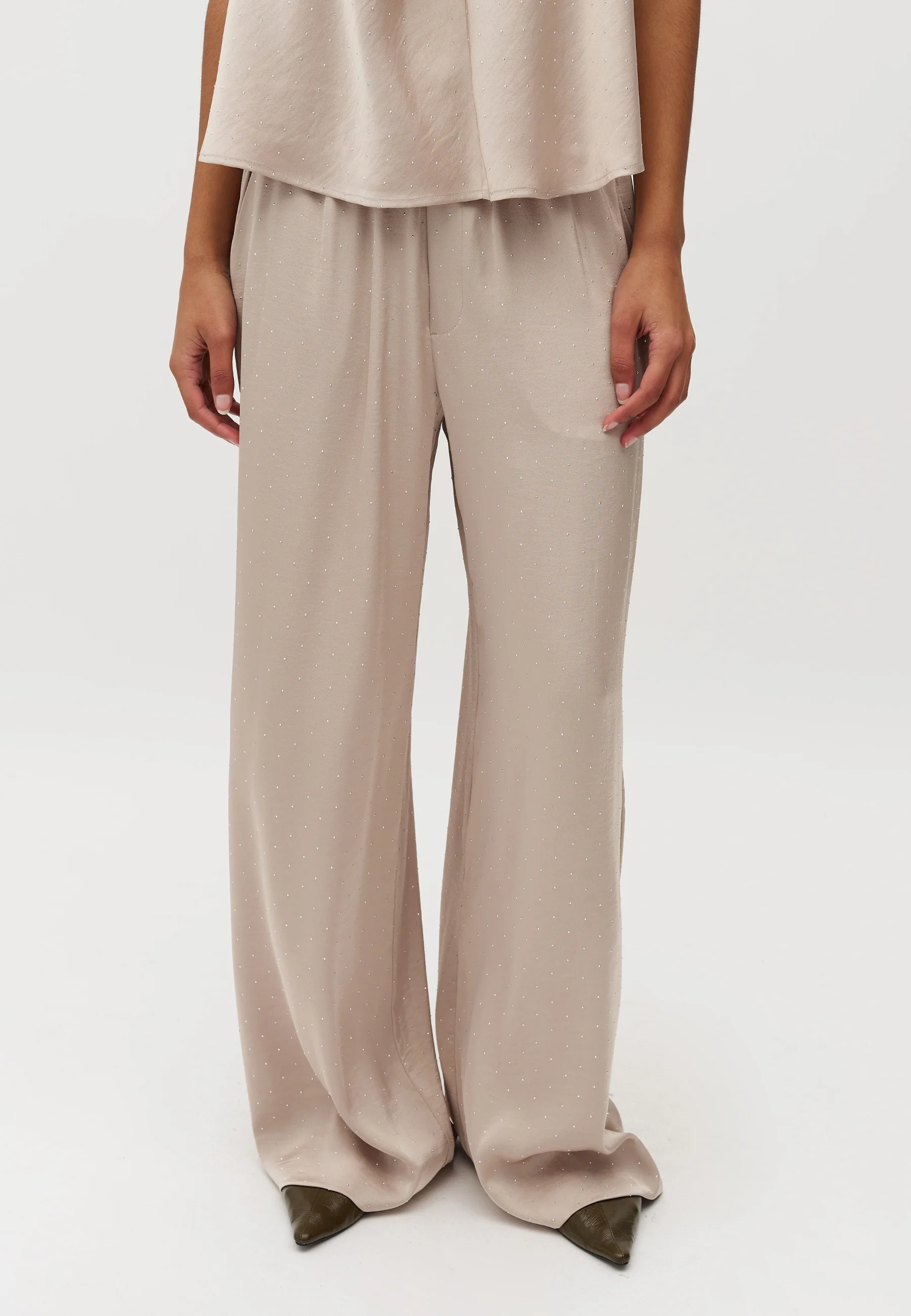Asaka-M Satin Trousers - Light Sand - Image 3