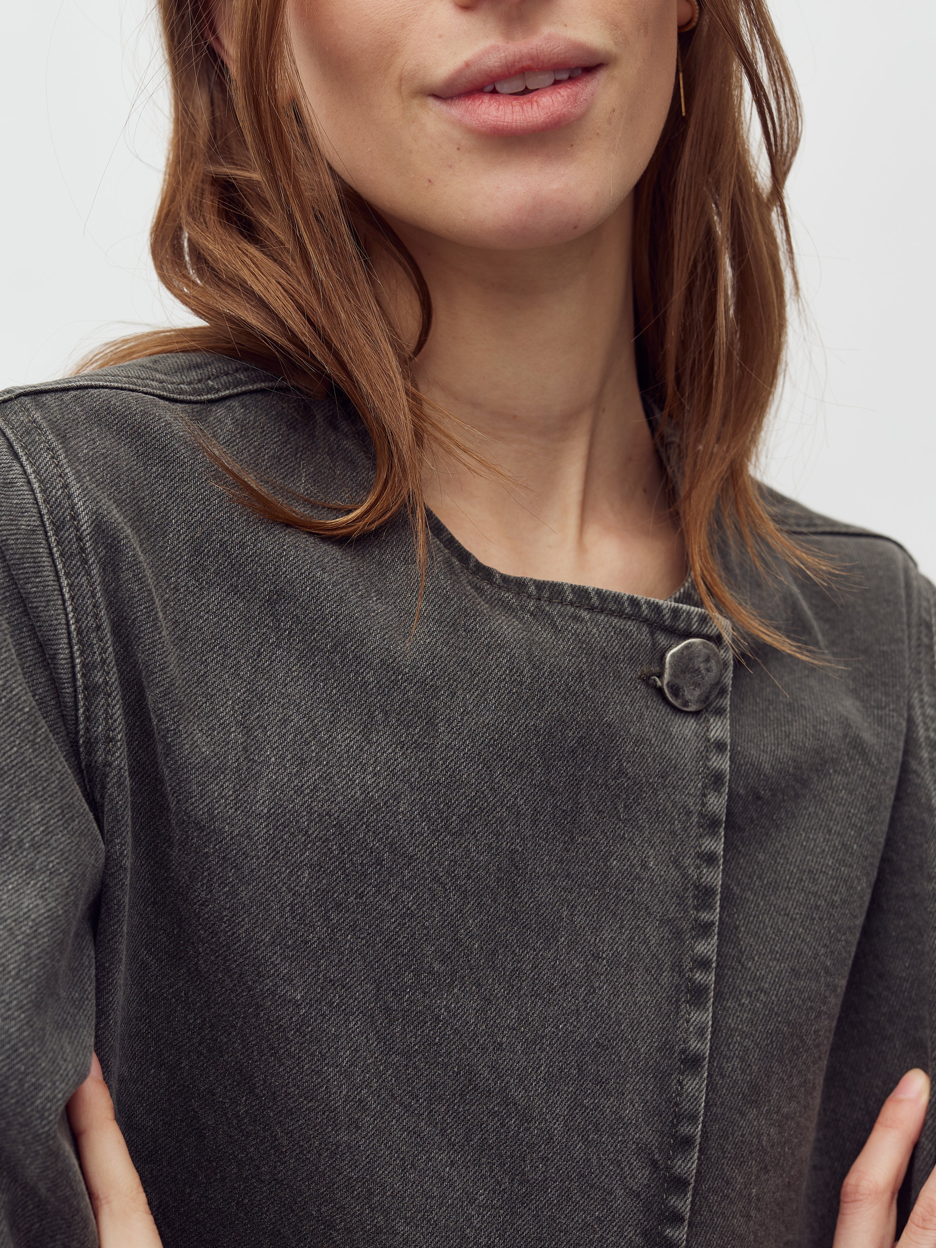 Exana-M Denim blouse - Khaki Green Wash - Image 3