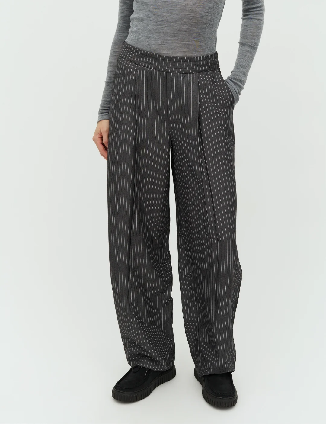 Leontina-M Pants - Grey Pinestripe - Image 3