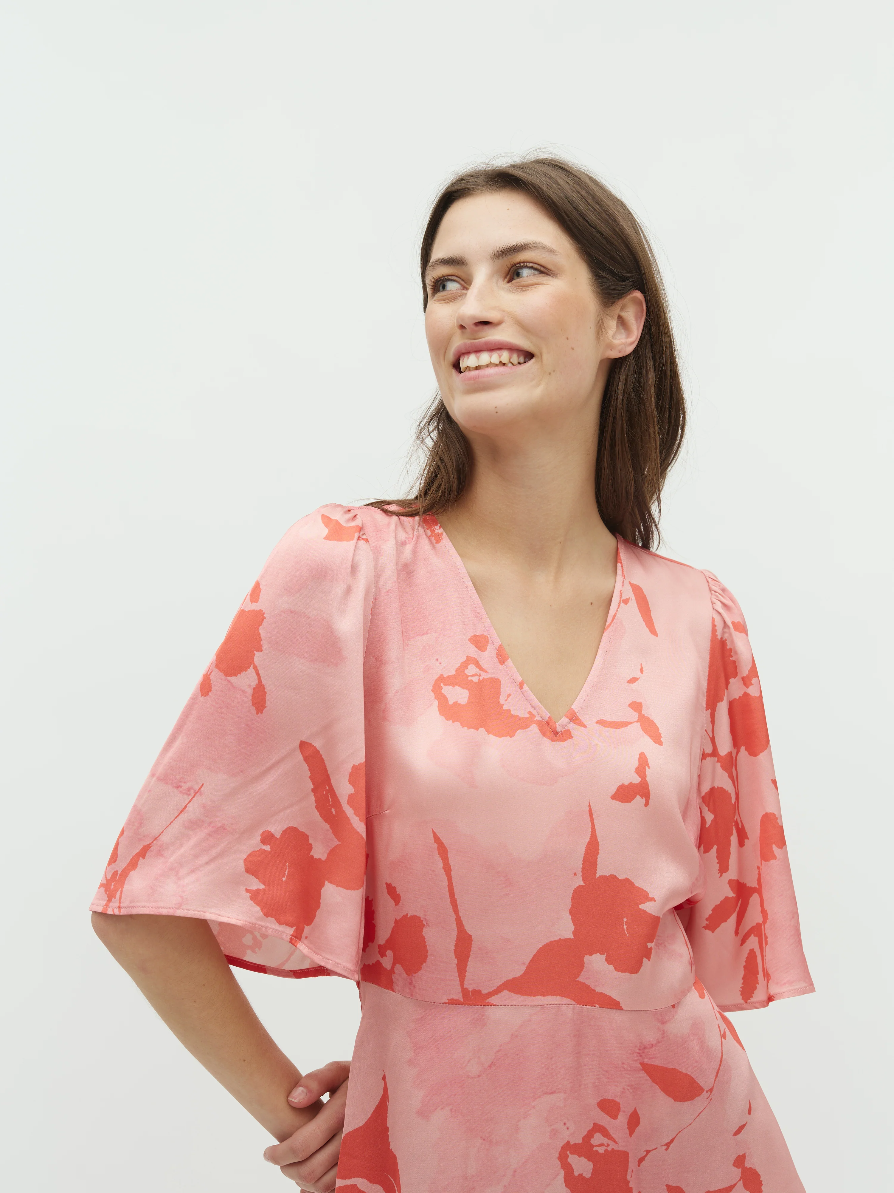 Melika V-M Dress - Coral Felissa Print - Image 4